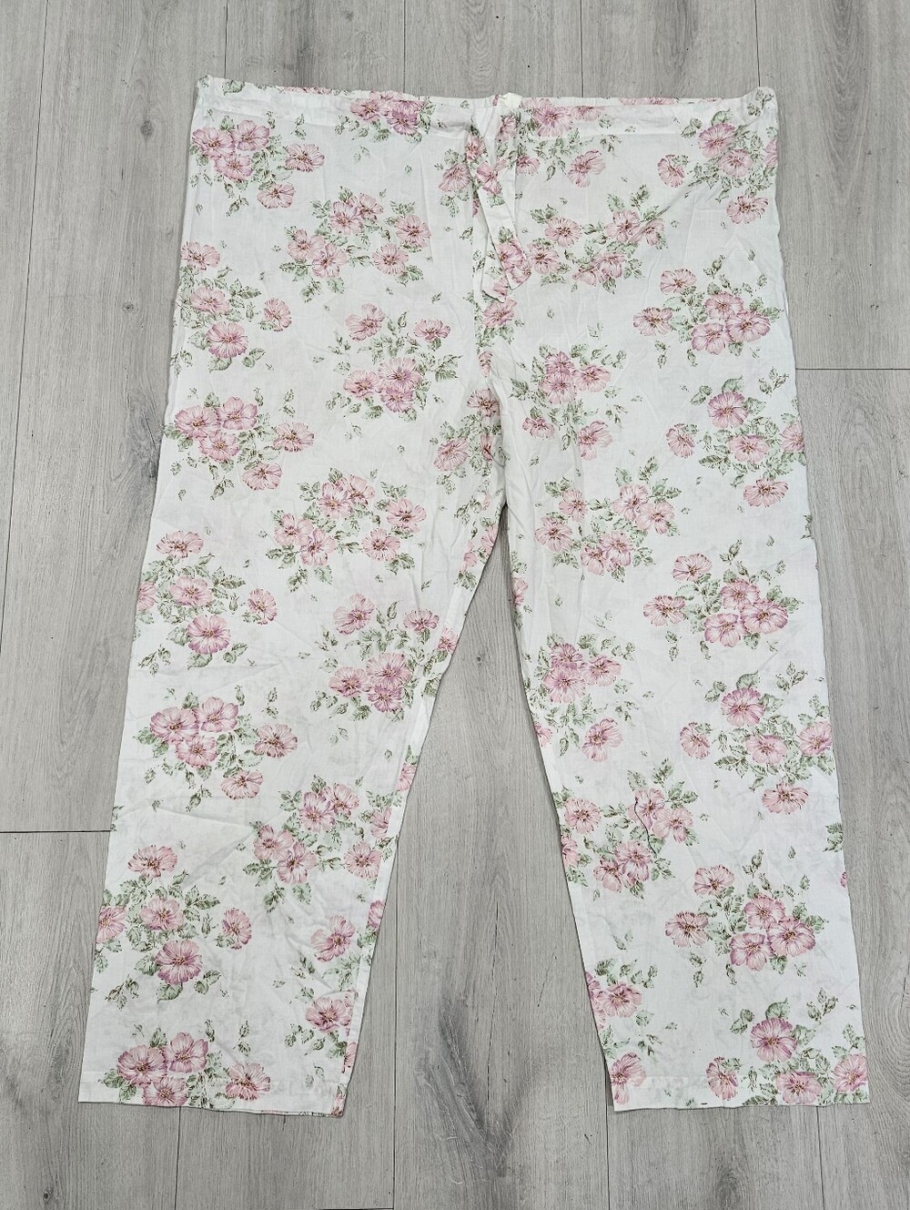 VTG Victoria's Secret Pink Floral Green Long Cotton Pajamas Set Sz L 80s NWOT - Picture 8 of 13